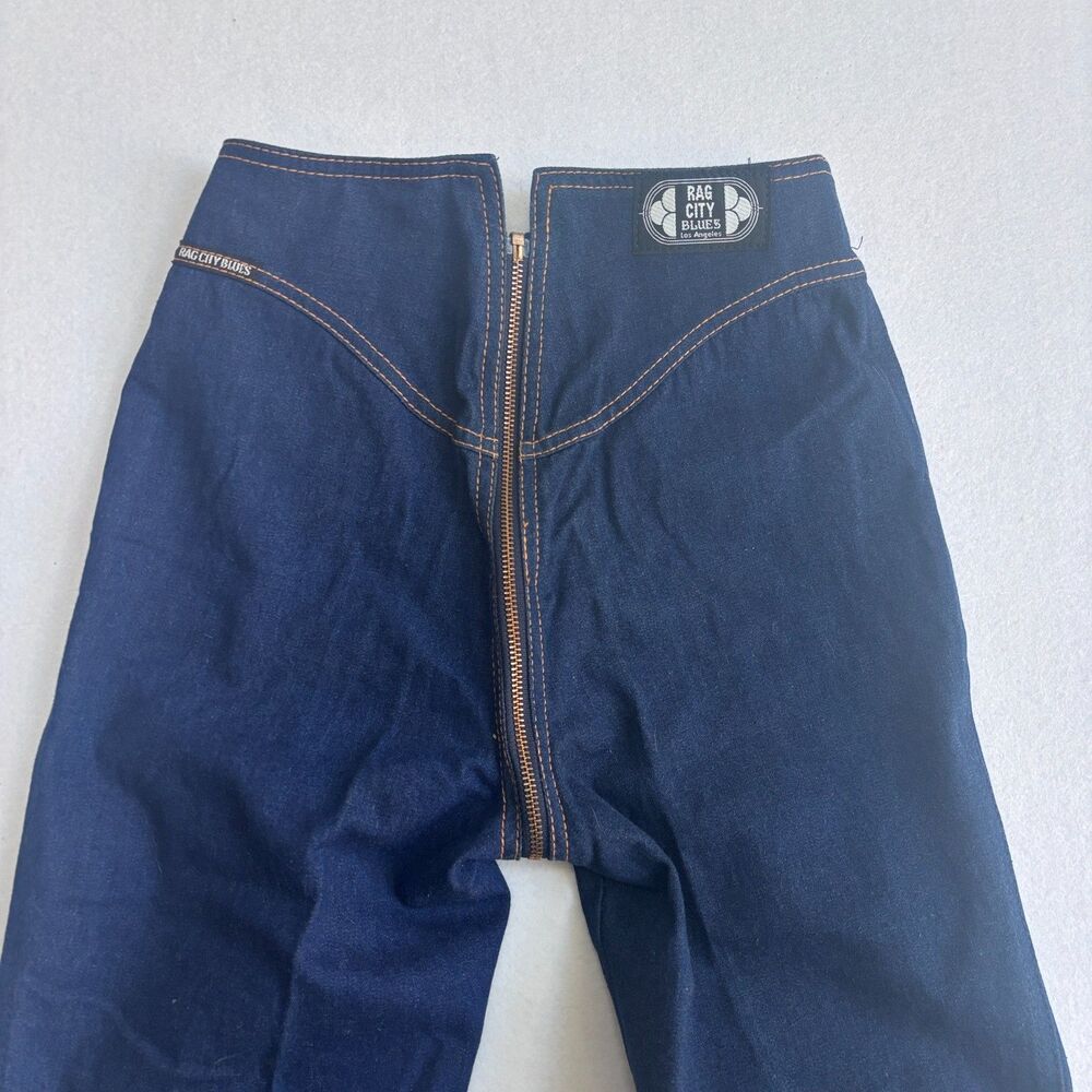 VTG Rag City Blues Los Angeles Zip Around Jeans Womens 26x36 USA Made 70s Disco - Picture 6 of 14